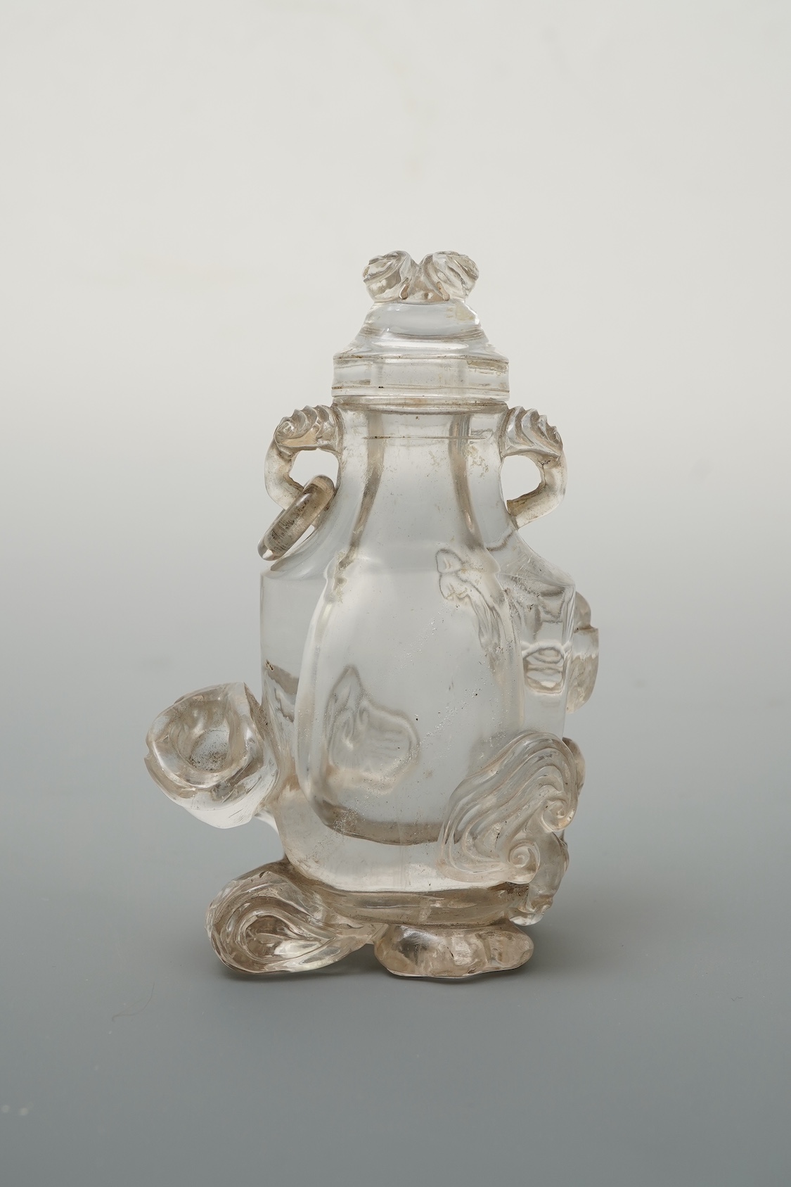 A Chinese rock crystal small vase and cover, 18th/19th century